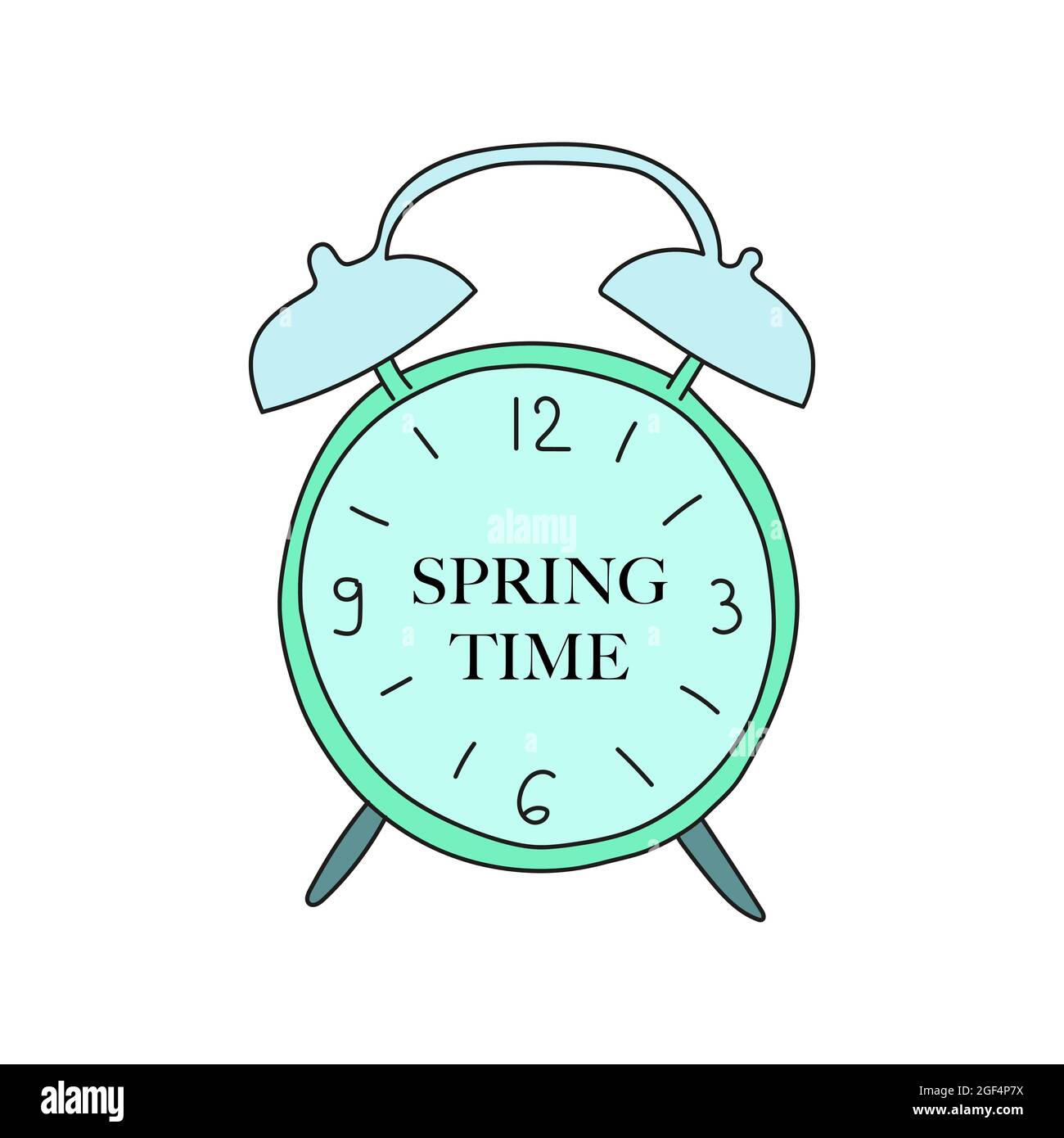 Horloge colorée avec inscription Spring Time. Illustration vectorielle. Illustration de Vecteur