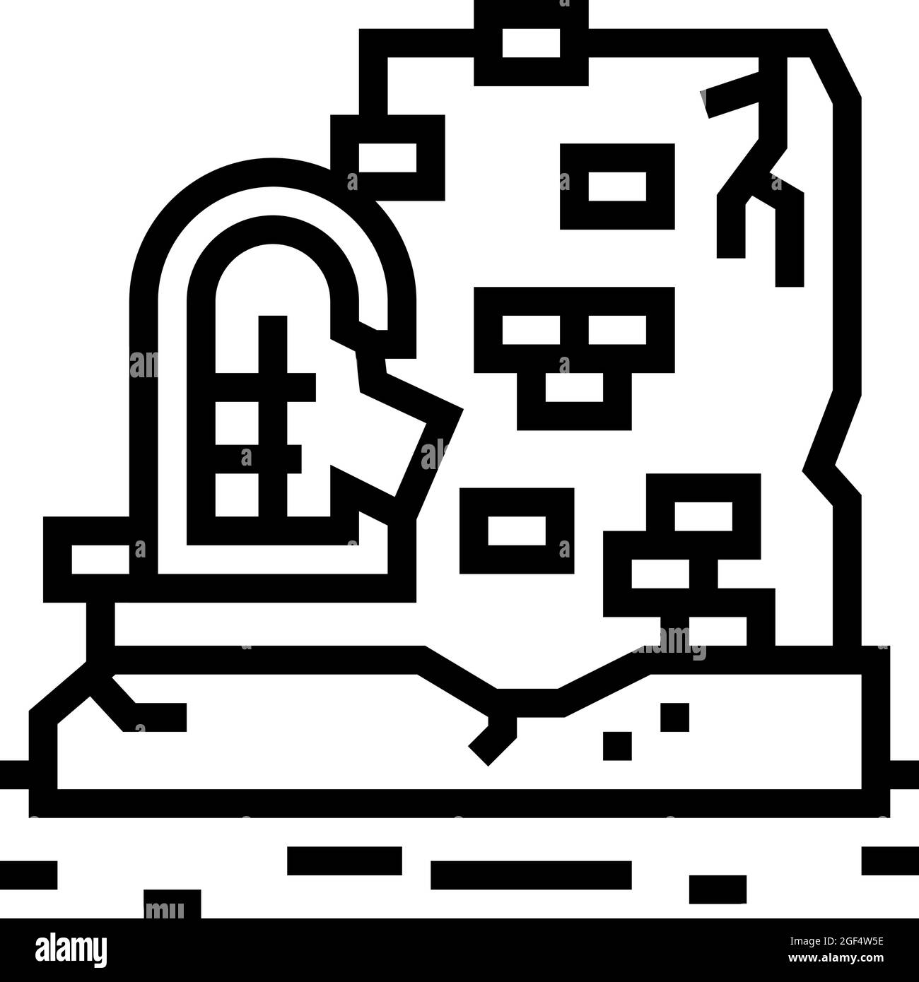 illustration vectorielle de l'icône de ligne des ruines anciennes Illustration de Vecteur