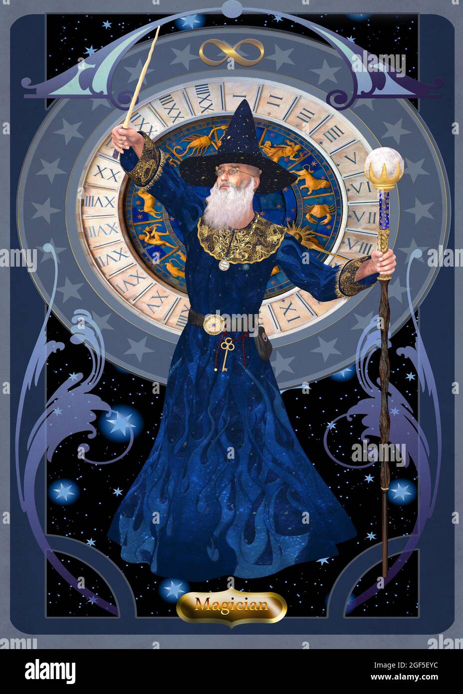 Carte Magicien Un Magicien Est Un Sorcier Qui Jette Des Sorts Surnaturels Et Fait Des Potions Magiques Photo Stock Alamy