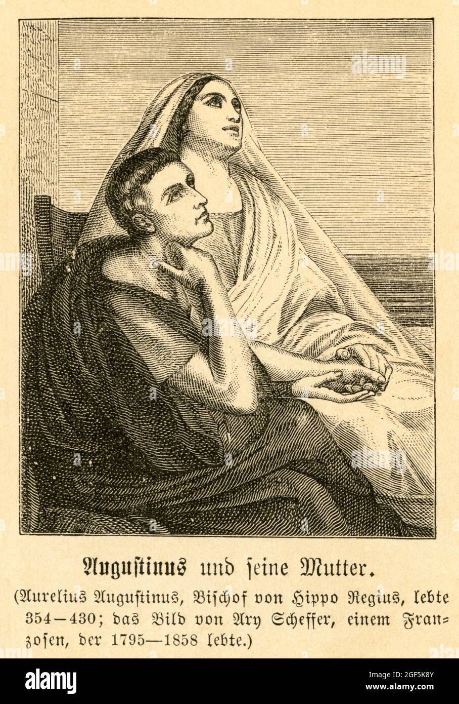 Afrika, Algerien, Hippo Regius, Aurelius Augustinus, Bischof von Hippo Regius, und seine Mutter, Motiv aus : ' Die Kirche Christi in Bild und Wort ' , von Christlieb Gotthold Hottinger, Verlag von Dr. Hottinger´s Volksblatt ( Volksblatt Verlag ) , Straim Elsaberg , 1878 . / Afrique, Algérie, Hippo Regius, Augustin d'Hippo et sa mère, image de : ' Die Kirche Christi in Bild und Wort ' ( l'église Christ en image et en mot ) , par Christlieb Gotthold Hottinger, maison d'édition Volksblatt , Strassburg - Elsass , 1878 . Banque D'Images