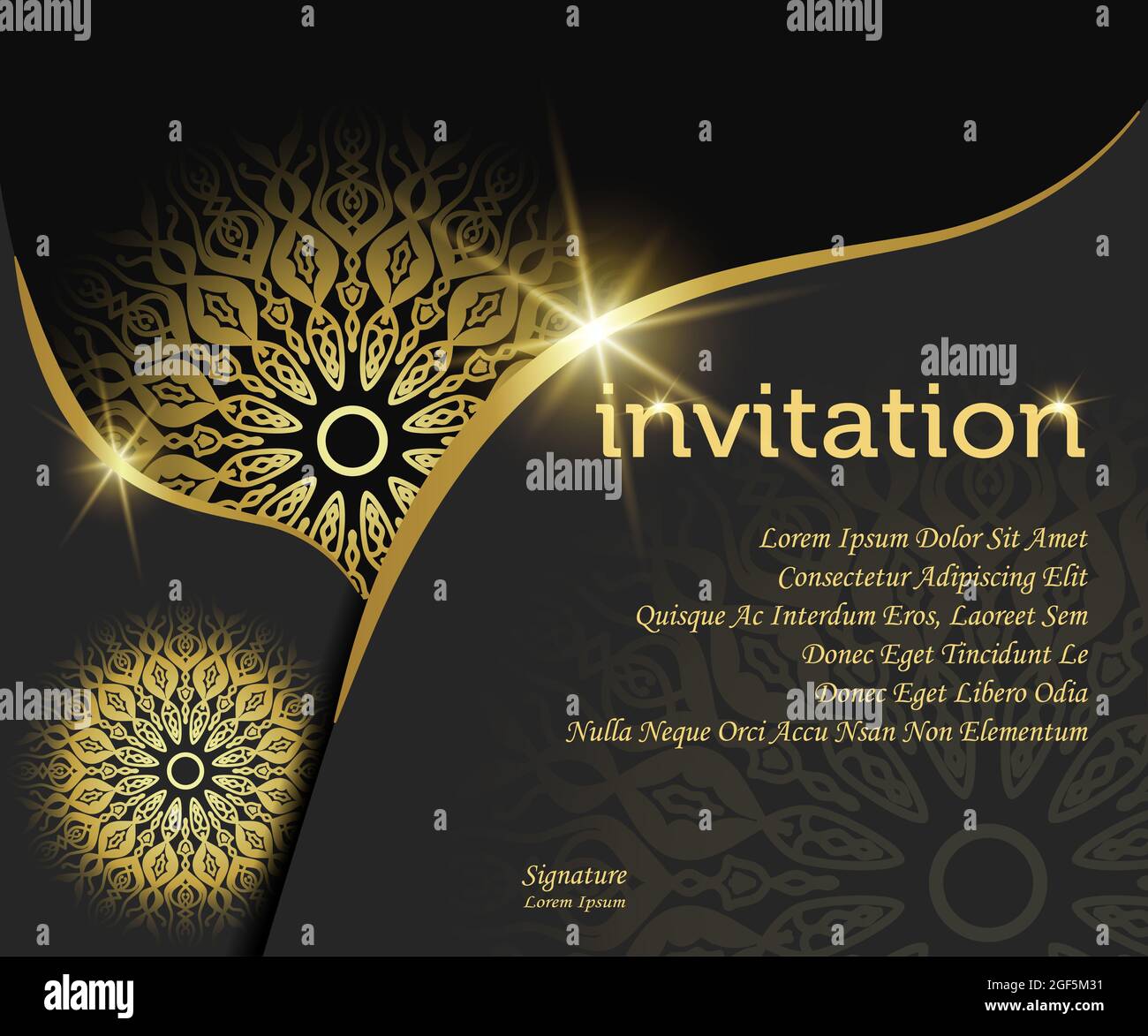 mandala fond luxe invitation modèle.Gold couleur design est luxueux, parfait pour les matériaux de conception d'invitation, cartes de vœux, promotion des ventes Banque D'Images