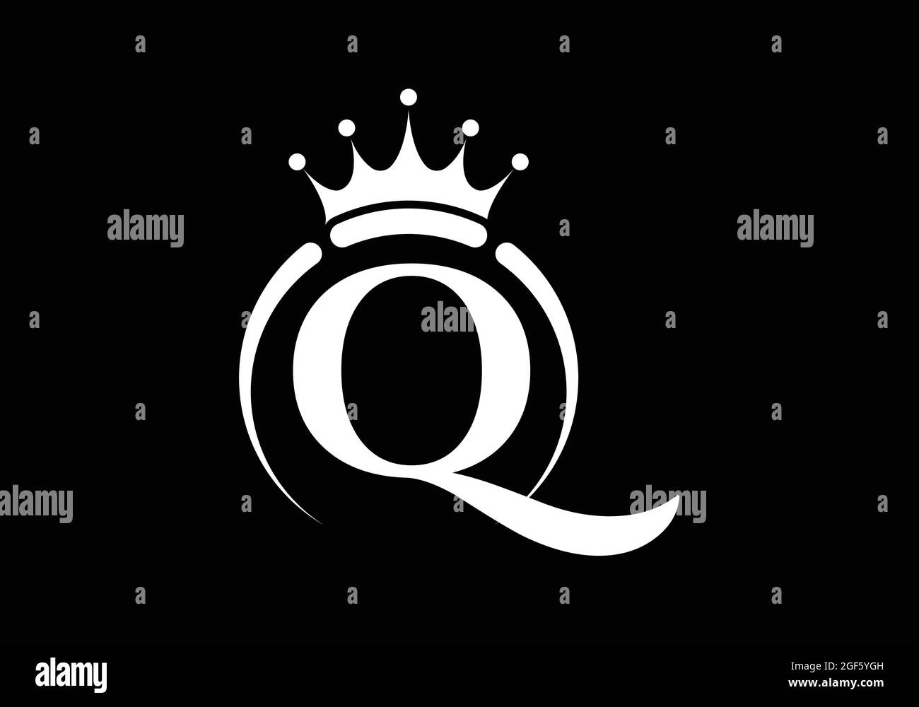 Initiale Q monogramme alphabet avec une couronne. Symbole Royal, King, Queen de luxe. Emblème de police. Affiche de luxe moderne. Illustration vectorielle. Illustration de Vecteur