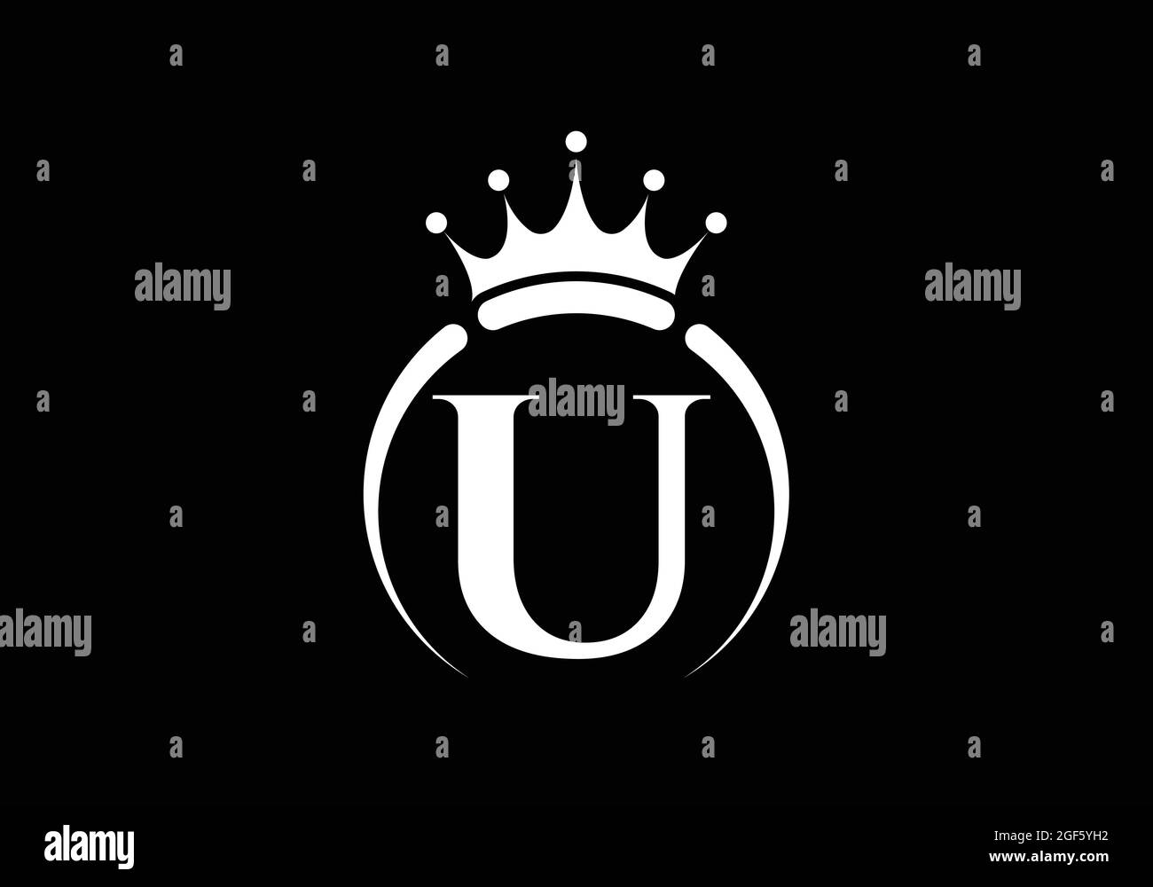 Initiale U monogramme alphabet avec une couronne. Symbole Royal, King, Queen de luxe. Emblème de police. Affiche de luxe moderne. Illustration vectorielle. Illustration de Vecteur