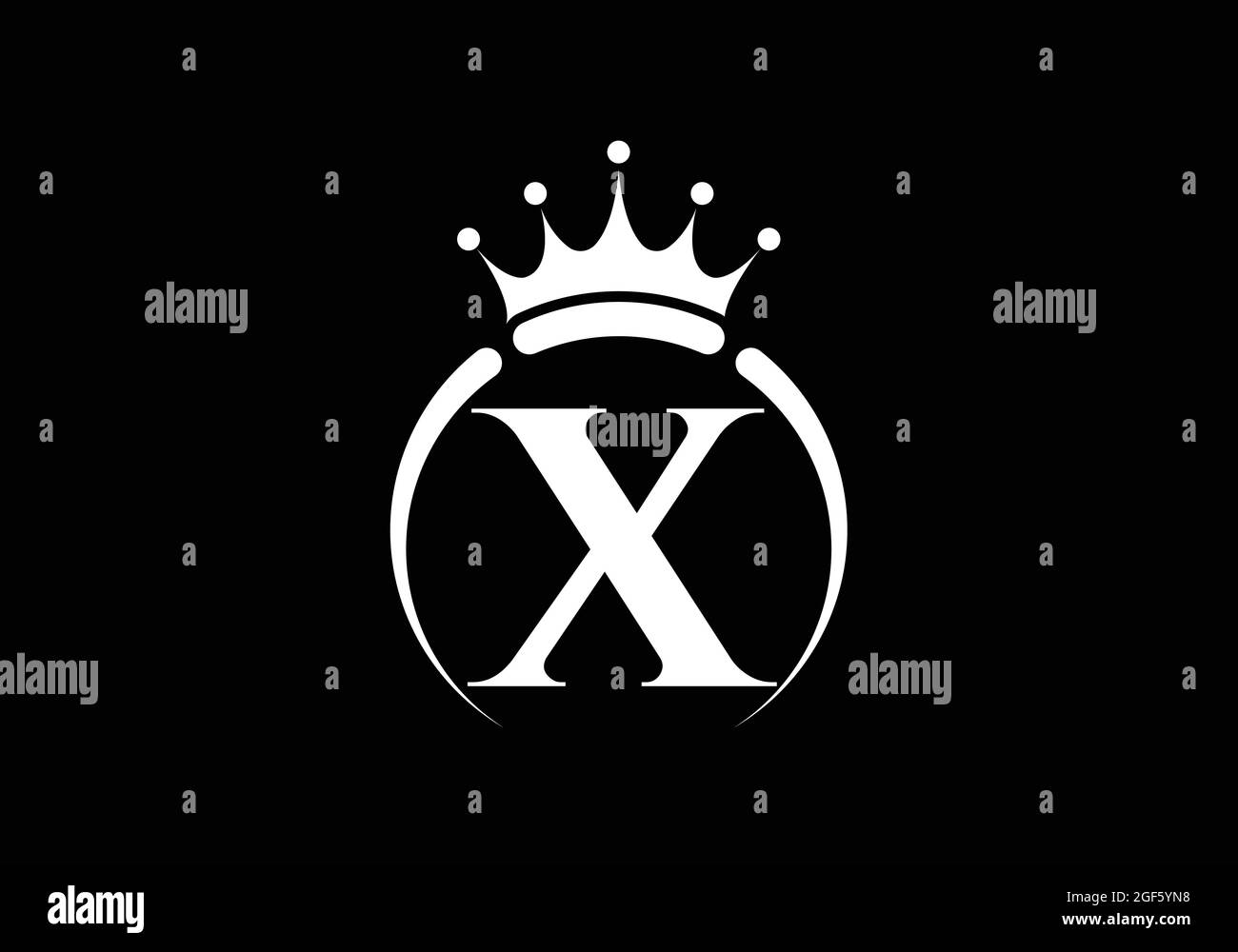 Initiale X monogramme alphabet avec une couronne. Symbole Royal, King, Queen de luxe. Emblème de police. Affiche de luxe moderne. Illustration vectorielle. Illustration de Vecteur