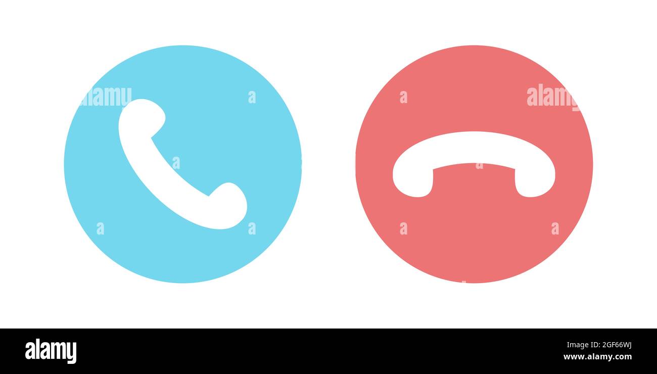 Icônes de présentations virtuelles pour les réunions vidéo de conférence. Icônes d'appel activé et désactivé isolées sur fond blanc. Illustration vectorielle plate Illustration de Vecteur