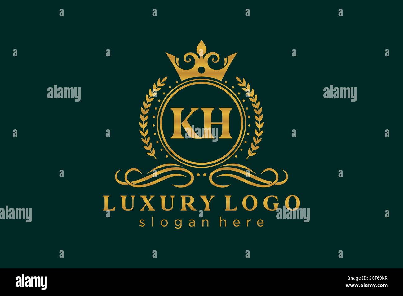 Modèle de logo KH Letter Royal Luxury dans les illustrations vectorielles pour les restaurants, les Royalty, les boutiques, les cafés, les hôtels, Heraldic, bijoux, mode et autres illustrations vectorielles Illustration de Vecteur