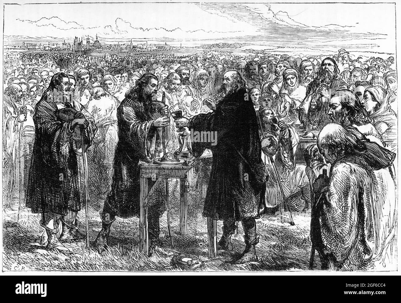 Gravure des Hussites célébrant la communion dans un domaine Banque D'Images Gravure des Hussites célébrant la communion dans un domaine Banque D'Images