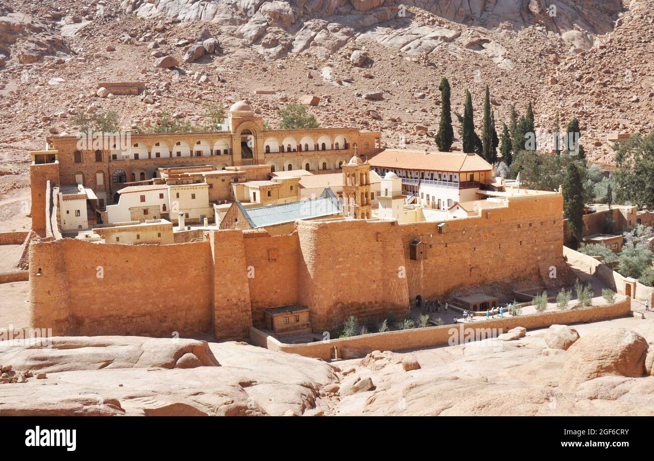 Monastère sacré du Mont Sinaï. Monastère de Sainte Catherine dans la péninsule du Sinaï, Égypte. Banque D'Images