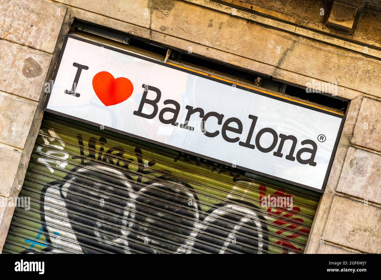 Boutique de souvenirs « I Love Barcelona », Barcelone, Catalogne, Espagne Banque D'Images
