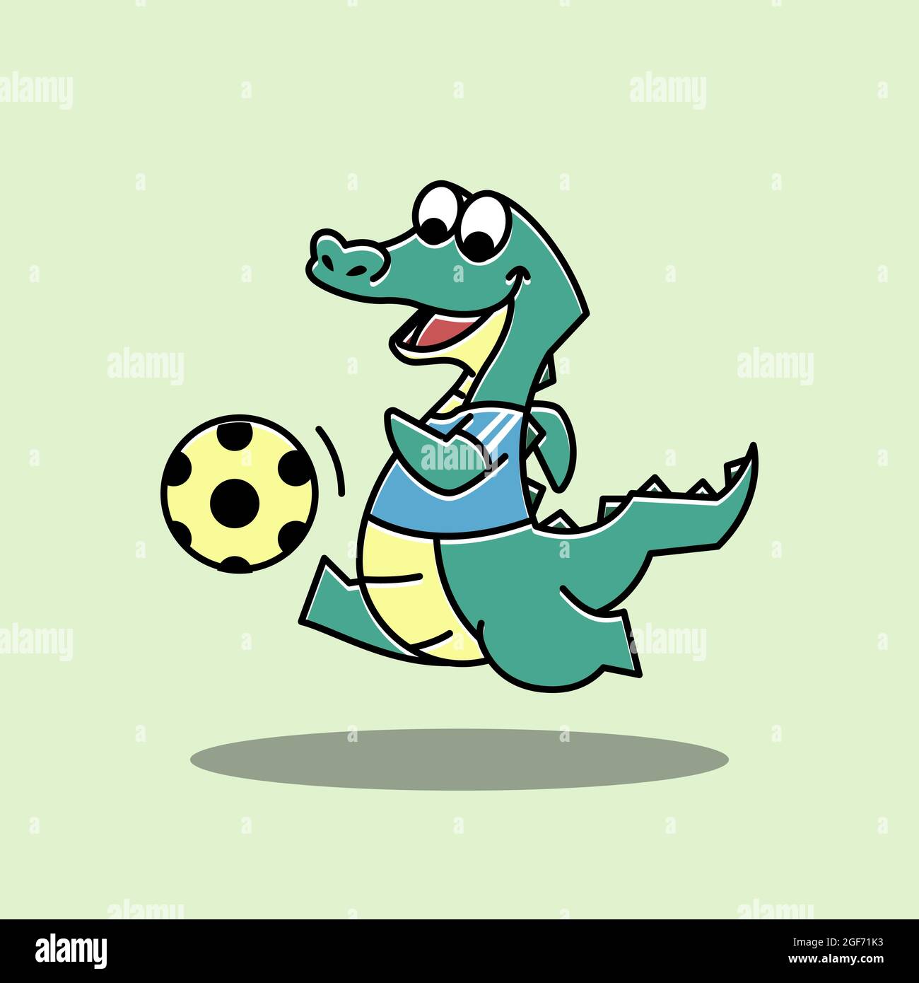 Crocodile Alligator football football Sport drôle mignon personnage Cartoon Mascot Illustration de Vecteur