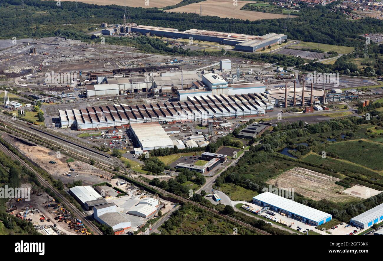 Vue aérienne de Liberty Steels à Rotherham, dans le Yorkshire du Sud, une entreprise de fabrication d'acier Banque D'Images