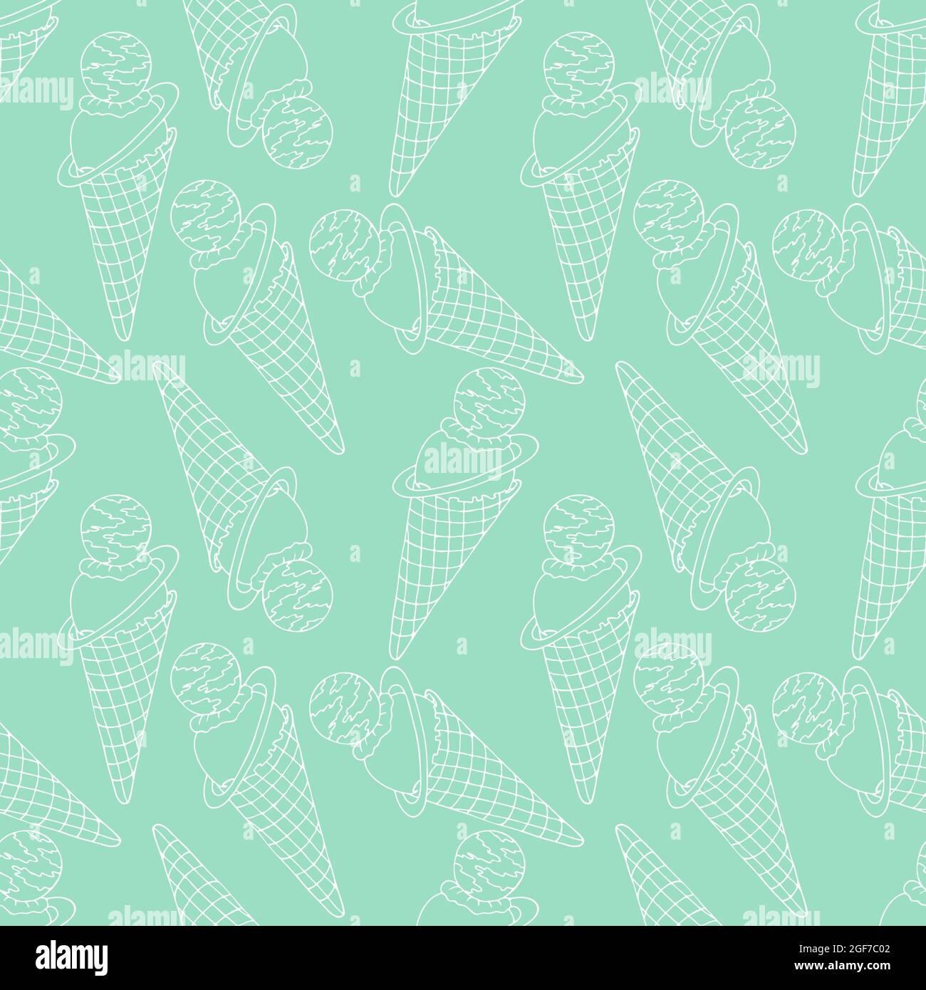 Motif crème glacée sans couture, crème glacée à l'anses blanche, fond turquoise coloré. Illustration vectorielle Illustration de Vecteur