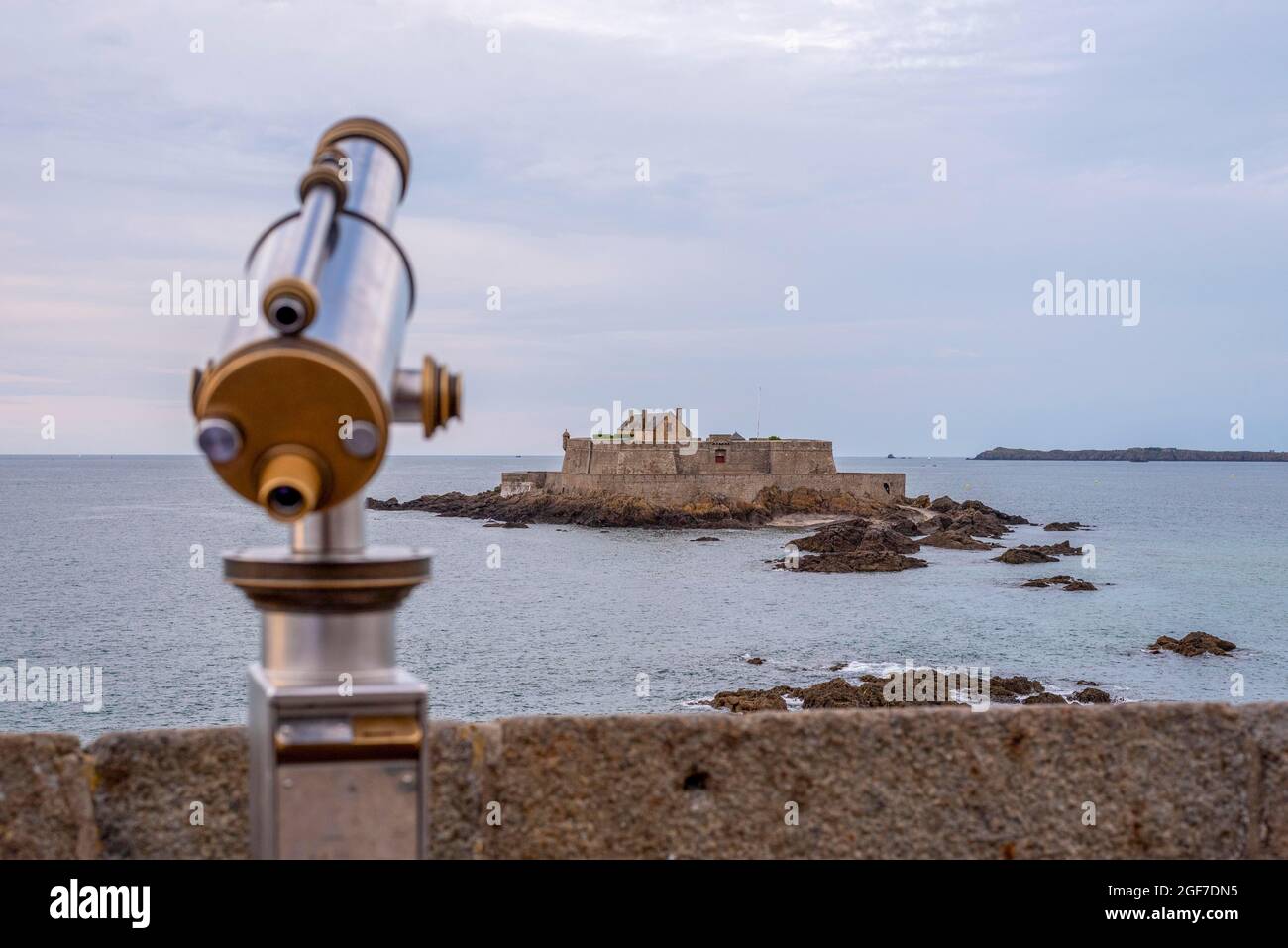 Ile de marée petit-be avec fort National, Saint Malo, Ille et Vilaine, Bretagne, France Banque D'Images