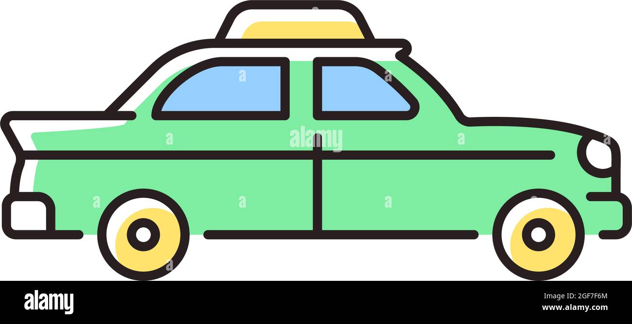 Icône de couleur RGB de voiture de taxi rétro Illustration de Vecteur