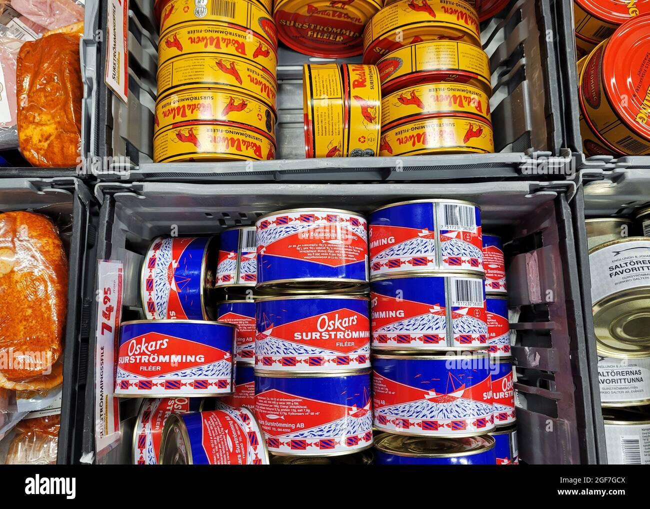 Le hareng fermenté Surstromming dans une boîte d'une délicatesse suédois  Stockholms Lan Suède Août 2008 Photo Stock - Alamy