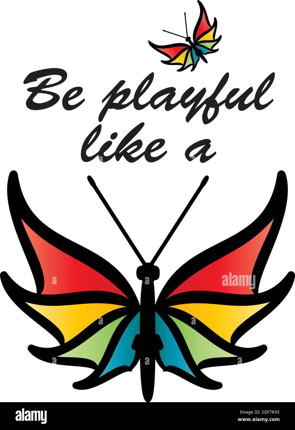 Soyez joueur comme un papillon. T-shirt décoration motif graphique vectoriel Illustration de Vecteur