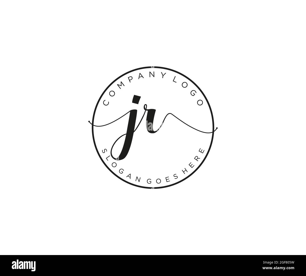 Junior logo féminine beauté monogramme et élégant logo design, écriture logo de la signature initiale, mariage, mode, floral et botanique avec la création Illustration de Vecteur