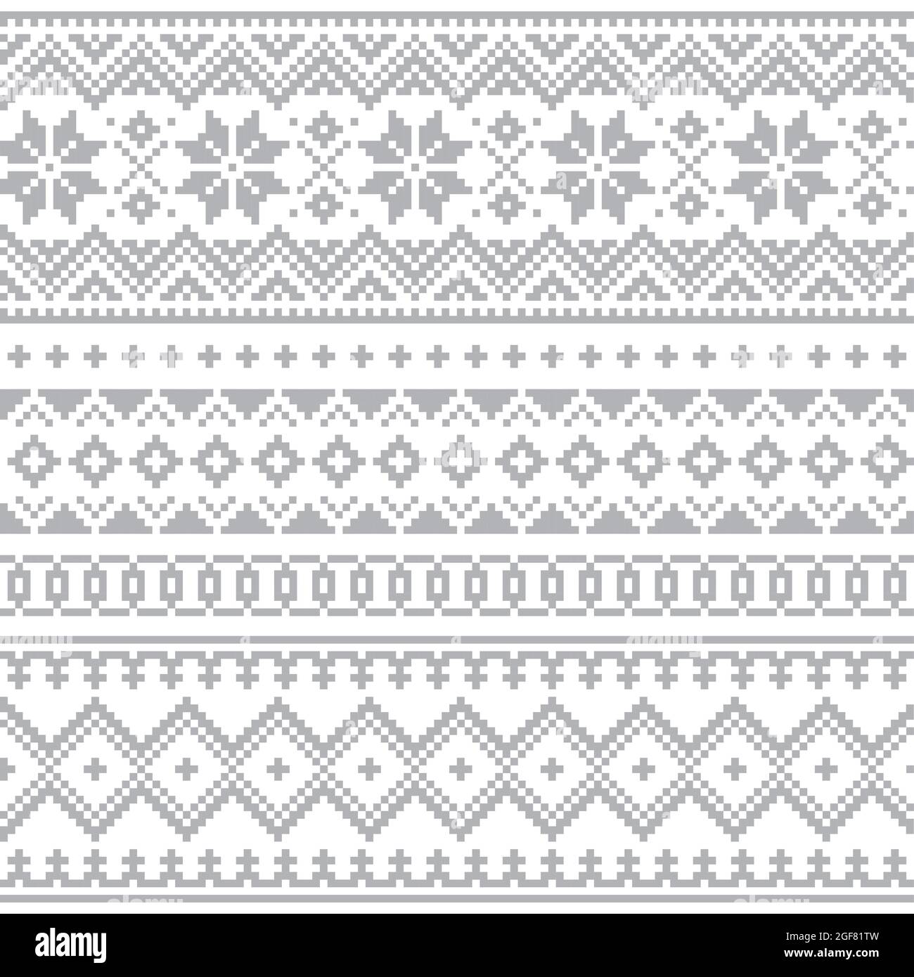 Noël Laponie vecteur sans couture motif d'hiver, Sami People folk art design, tricotage traditionnel et broderie en gris sur fond blanc Illustration de Vecteur