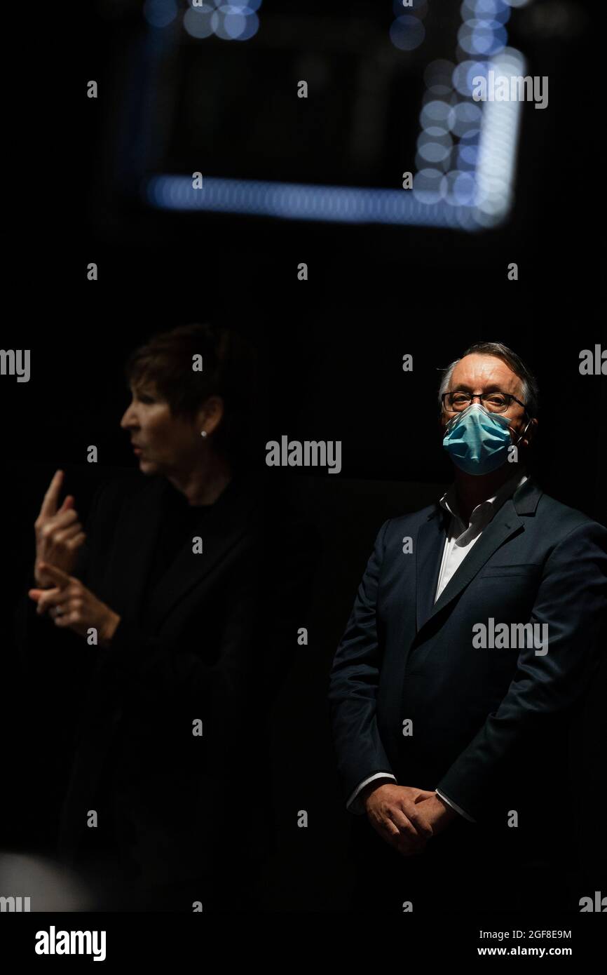 Melbourne, Australie, 26 septembre 2020. Martin Foley s'adresse aux médias avant d'être nommé nouveau ministre de la Santé lors d'une conférence de presse au Treasury Theatre le 26 septembre 2020 à Melbourne, en Australie. La ministre de la Santé de Victoria, Jenny Mikakos, a démissionné samedi après l'enquête de quarantaine de l'hôtel. Le premier ministre Daniel Andrews a témoigné le dernier jour de l'enquête, vendredi, disant qu'il considérait Jenny Mikakos comme responsable du programme qui a finalement mené à la deuxième vague COVID-19 de Victoria. Crédit : Dave Helison/Speed Media/Alamy Live News Banque D'Images