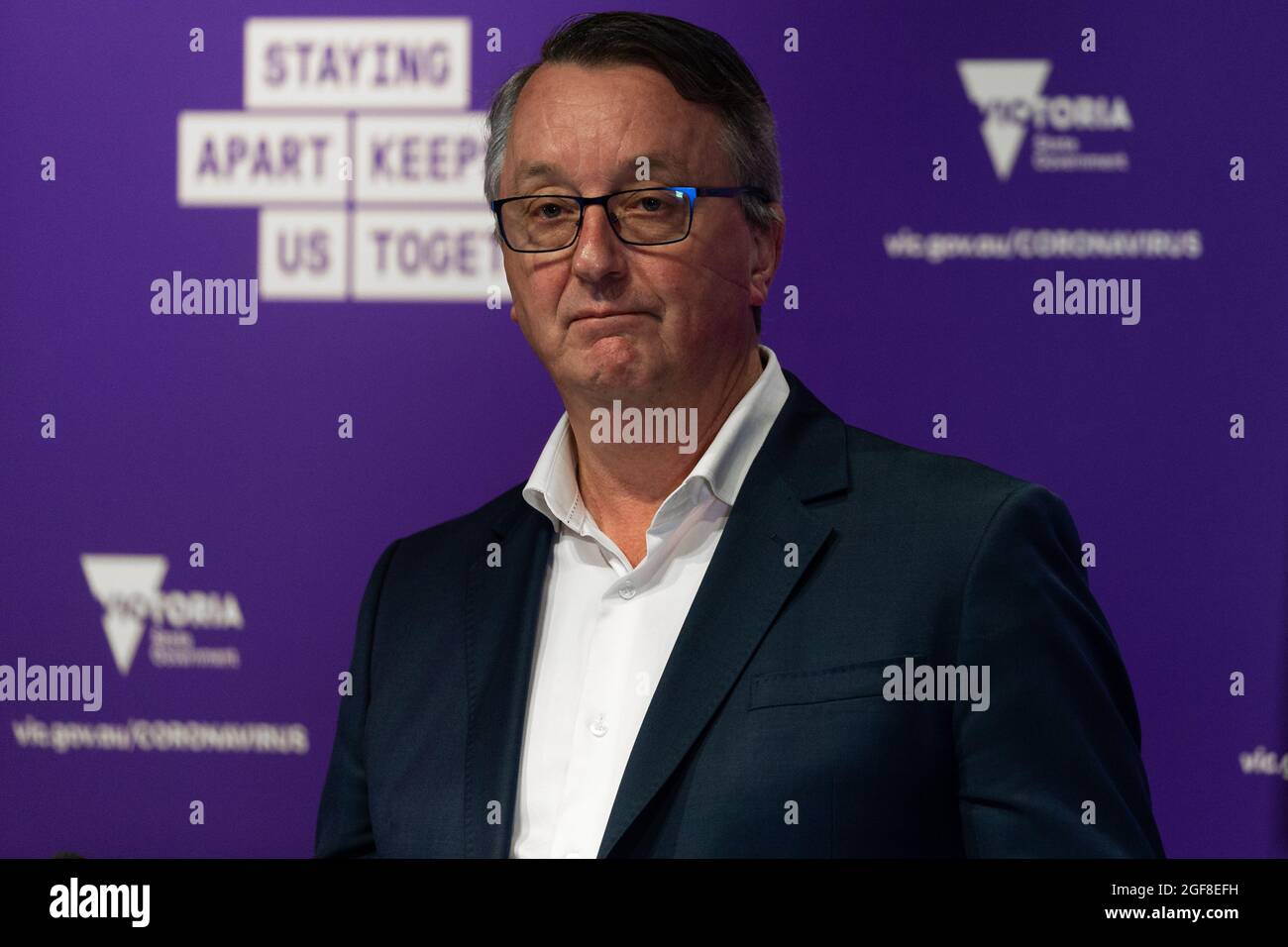 Melbourne, Australie, 26 septembre 2020. Martin Foley s'adresse aux médias avant d'être nommé nouveau ministre de la Santé lors d'une conférence de presse au Treasury Theatre le 26 septembre 2020 à Melbourne, en Australie. La ministre de la Santé de Victoria, Jenny Mikakos, a démissionné samedi après l'enquête de quarantaine de l'hôtel. Le premier ministre Daniel Andrews a témoigné le dernier jour de l'enquête, vendredi, disant qu'il considérait Jenny Mikakos comme responsable du programme qui a finalement mené à la deuxième vague COVID-19 de Victoria. Crédit : Dave Helison/Speed Media/Alamy Live News Banque D'Images