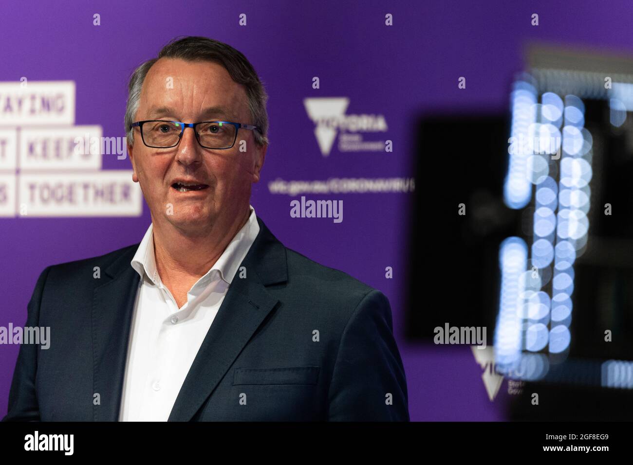 Melbourne, Australie, 26 septembre 2020. Martin Foley s'adresse aux médias avant d'être nommé nouveau ministre de la Santé lors d'une conférence de presse au Treasury Theatre le 26 septembre 2020 à Melbourne, en Australie. La ministre de la Santé de Victoria, Jenny Mikakos, a démissionné samedi après l'enquête de quarantaine de l'hôtel. Le premier ministre Daniel Andrews a témoigné le dernier jour de l'enquête, vendredi, disant qu'il considérait Jenny Mikakos comme responsable du programme qui a finalement mené à la deuxième vague COVID-19 de Victoria. Crédit : Dave Helison/Speed Media/Alamy Live News Banque D'Images