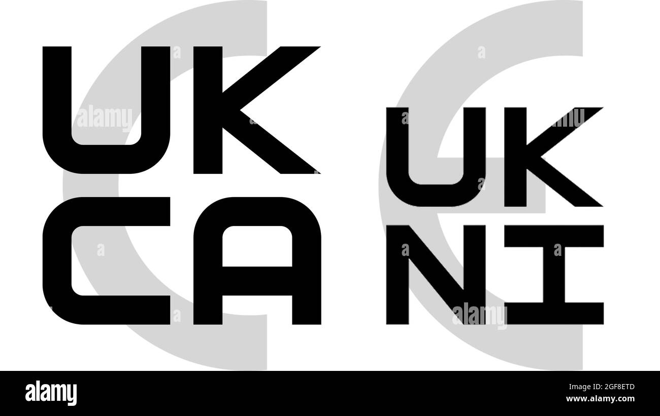 Image symbolisant le besoin de remplacer les marques européennes de conformité ce par les marques UKCA et UKNI au Royaume-Uni, après le Brexit Banque D'Images
