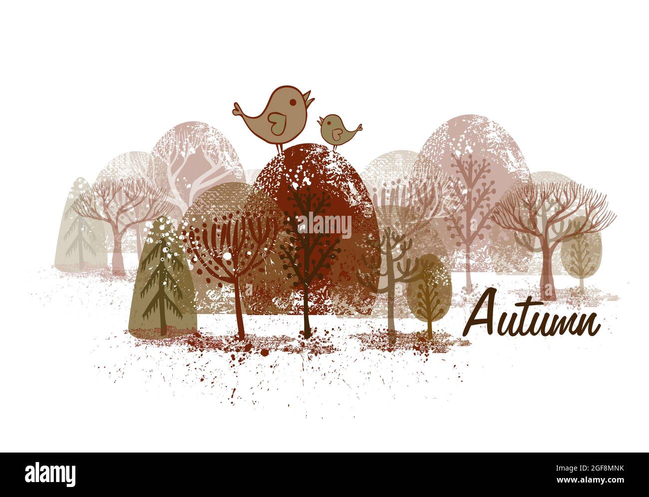 Arbres d'automne. Arbres de paysage pour enfants. Illustration vectorielle Illustration de Vecteur