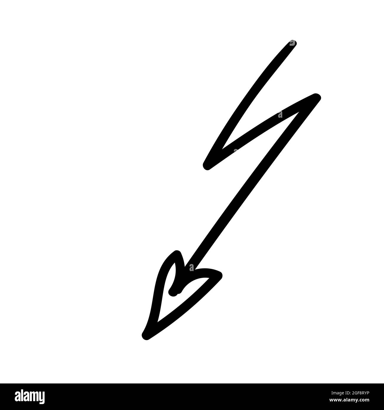 flèche zigzag noire avec flèche en forme de coeur. Icône représentant un éclair élément d'illustration vectoriel dessiné à la main Illustration de Vecteur