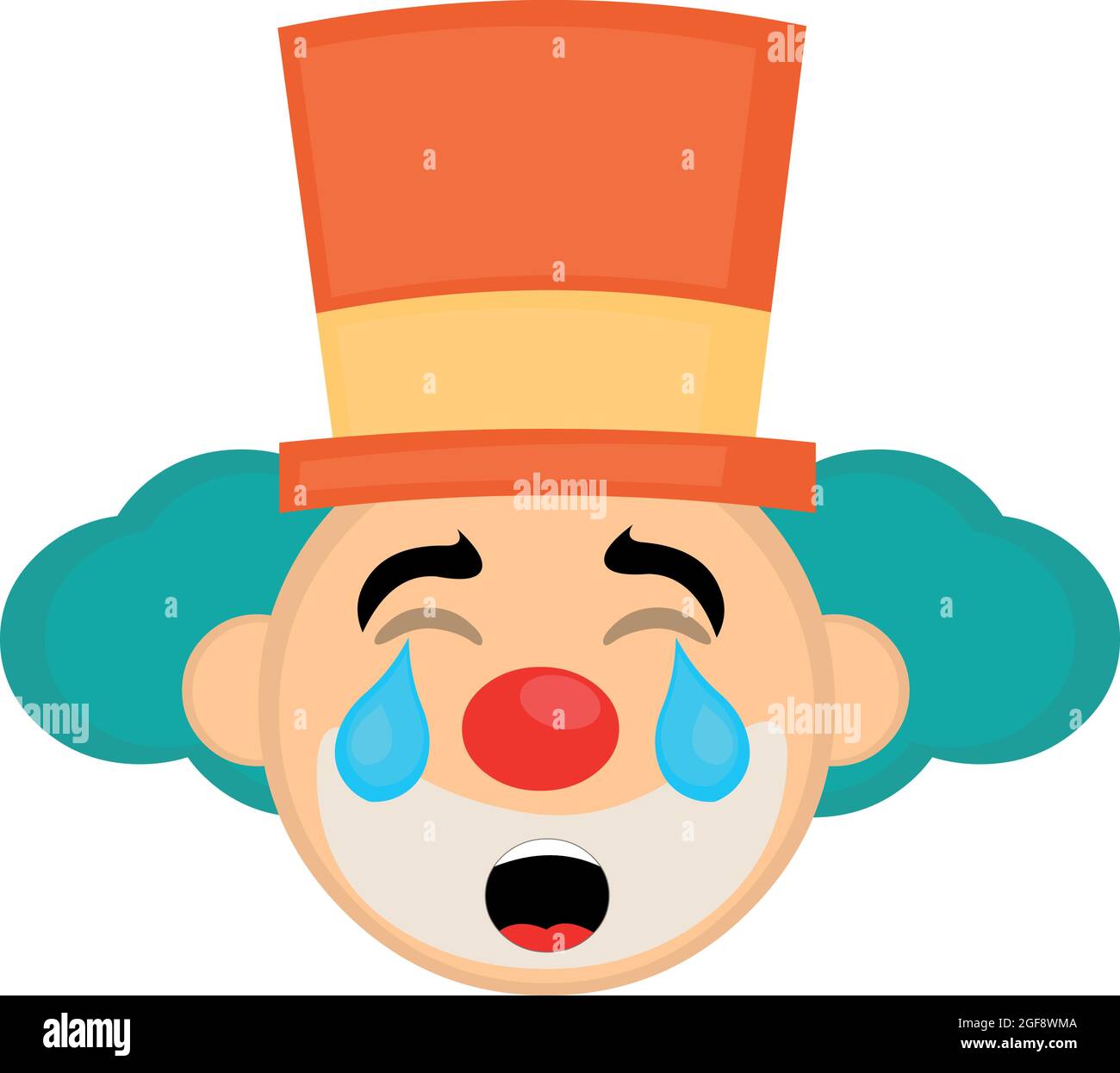 Vecteur émoticône illustration du visage d'un clown de bande dessinée portant un chapeau, avec une expression triste et des larmes tombant de ses yeux Illustration de Vecteur