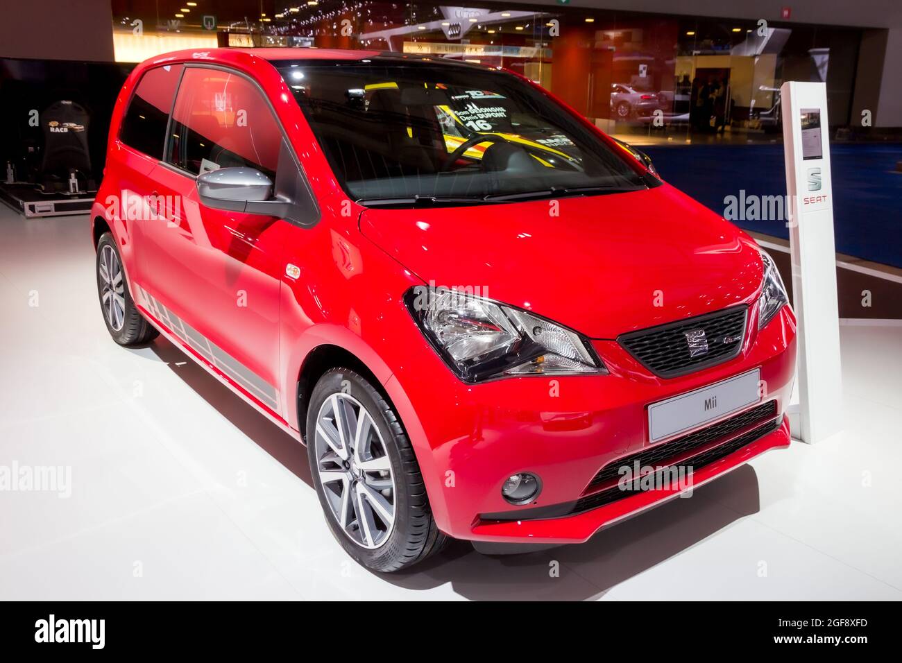 La voiture Seat MII a été présentée au salon de l'automobile Autosalon de l'Expo de Bruxelles. Belgique - 12 janvier 2016 Banque D'Images