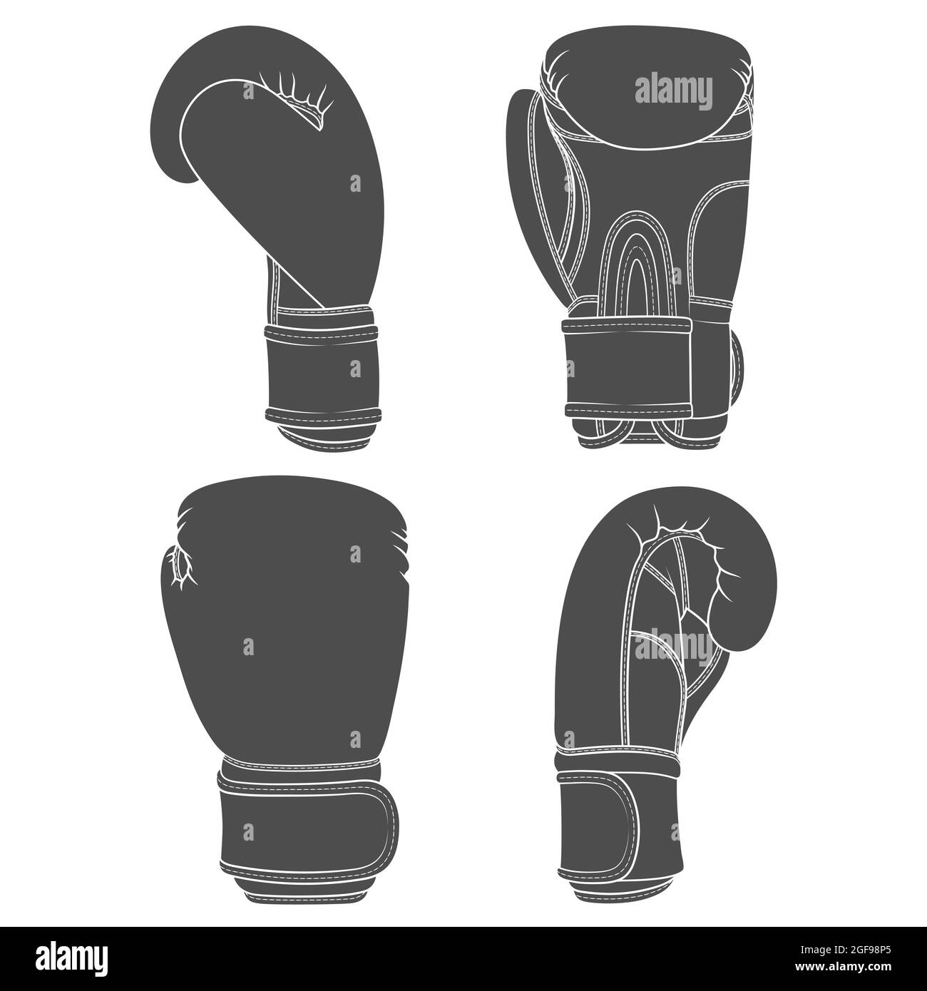 Jeu d'illustrations avec gants de boxe. Objets vectoriels isolés sur fond blanc. Illustration de Vecteur