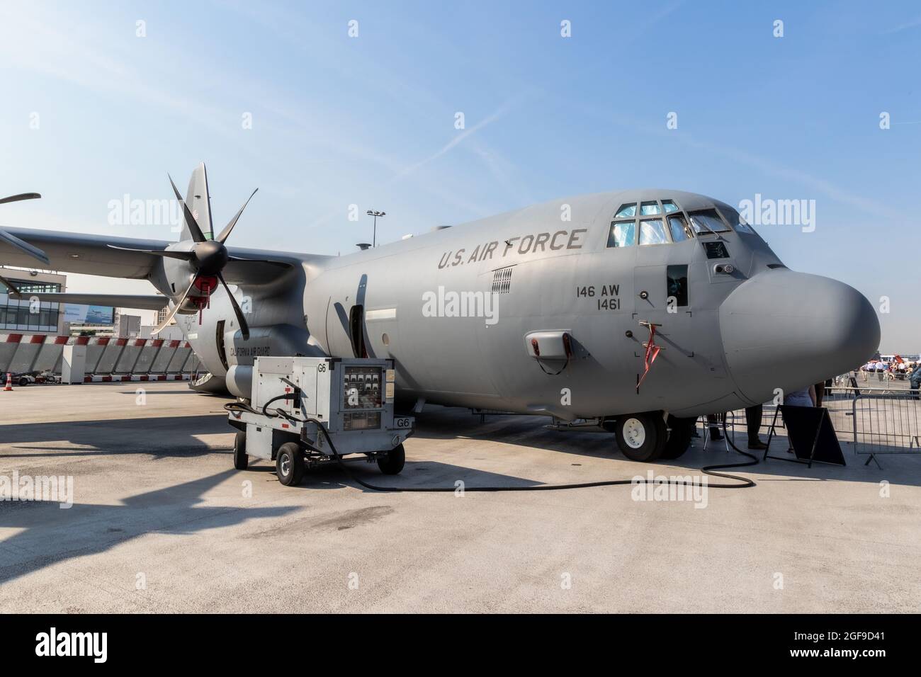 L'AVION de transport Hercules C-130J de L'US Air Force Lockheed Martin au salon de l'Air de Paris, France - le 22 juin 2017 Banque D'Images
