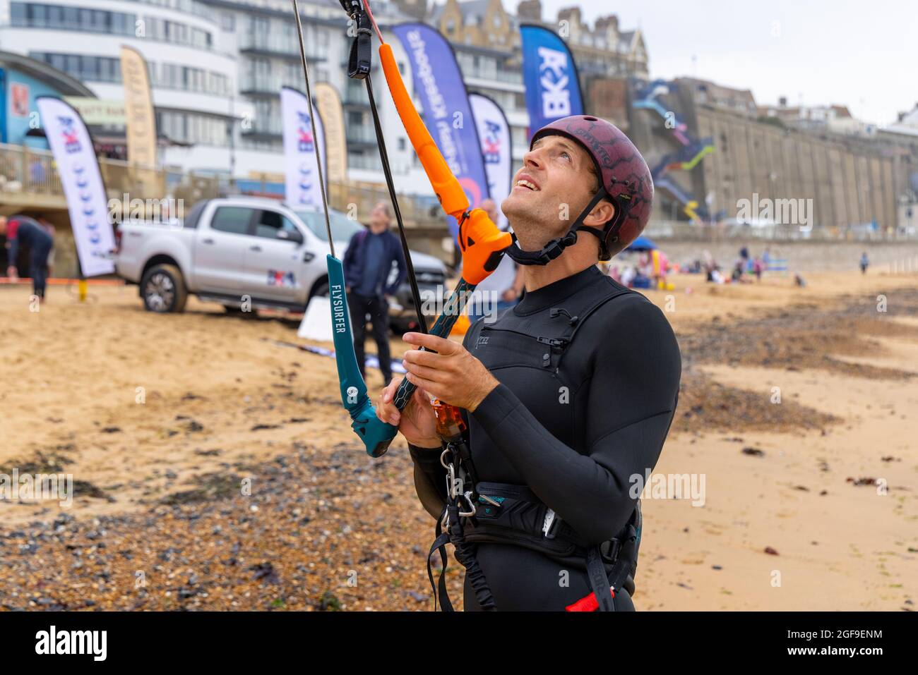 British Kitesurf Freestyle Cameweek-end, Ramsgate, 21 et 22 août 2021. Banque D'Images