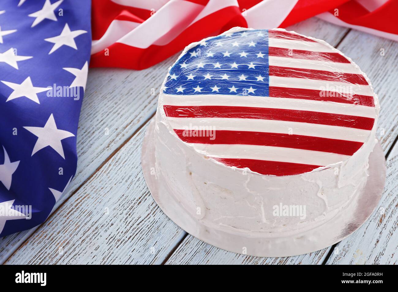 Drapeau Americain Gateau Sur Fond De Bois President S Day Concept Photo Stock Alamy