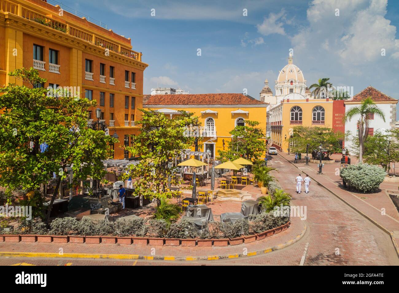 CARTAGENA DE INDIAS, COLOMBIE - 28 AOÛT 2015 : place Santa Teresa au centre de Cartagena. Banque D'Images