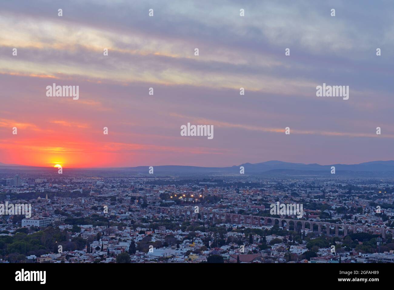 Queretaro ville au coucher du soleil, Mexique. Banque D'Images