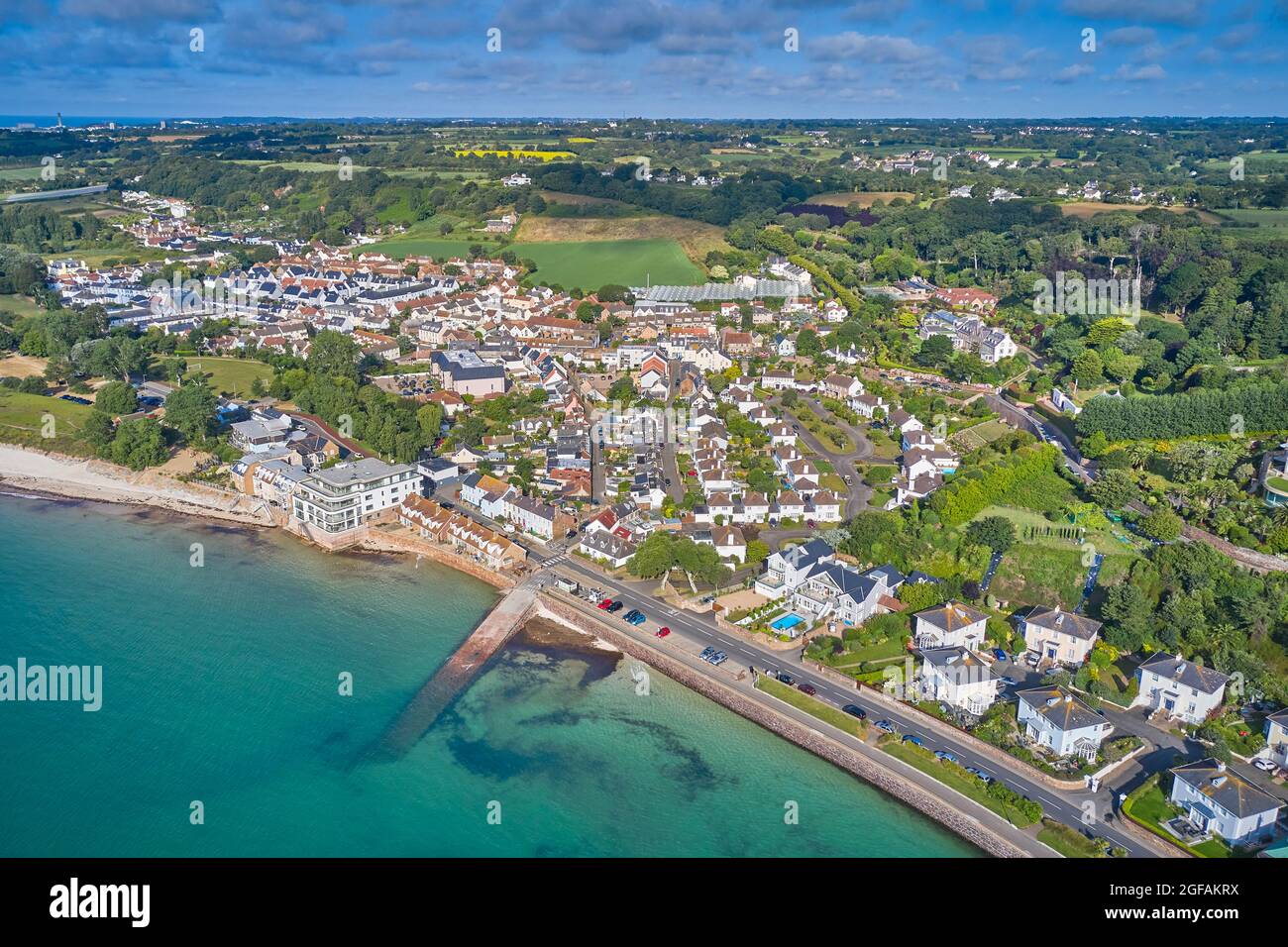 Vue aérienne de Gorey Village, Jersey ci Banque D'Images Vue aérienne de Gorey Village, Jersey ci Banque D'Images