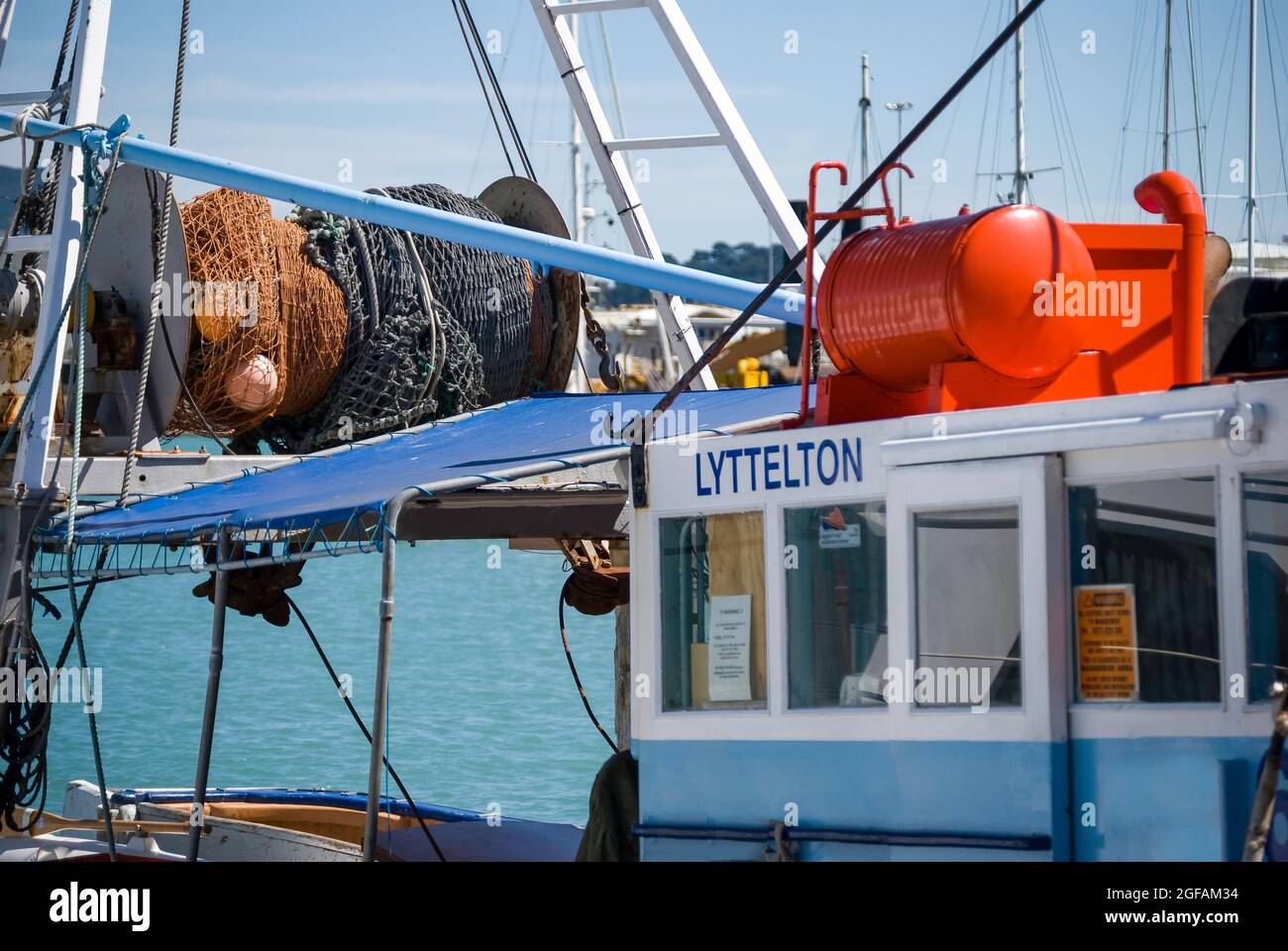 Bateaux de pêche commerciale, Lyttelton Harbour, Lyttelton, la péninsule de Banks, Canterbury, Nouvelle-Zélande Banque D'Images