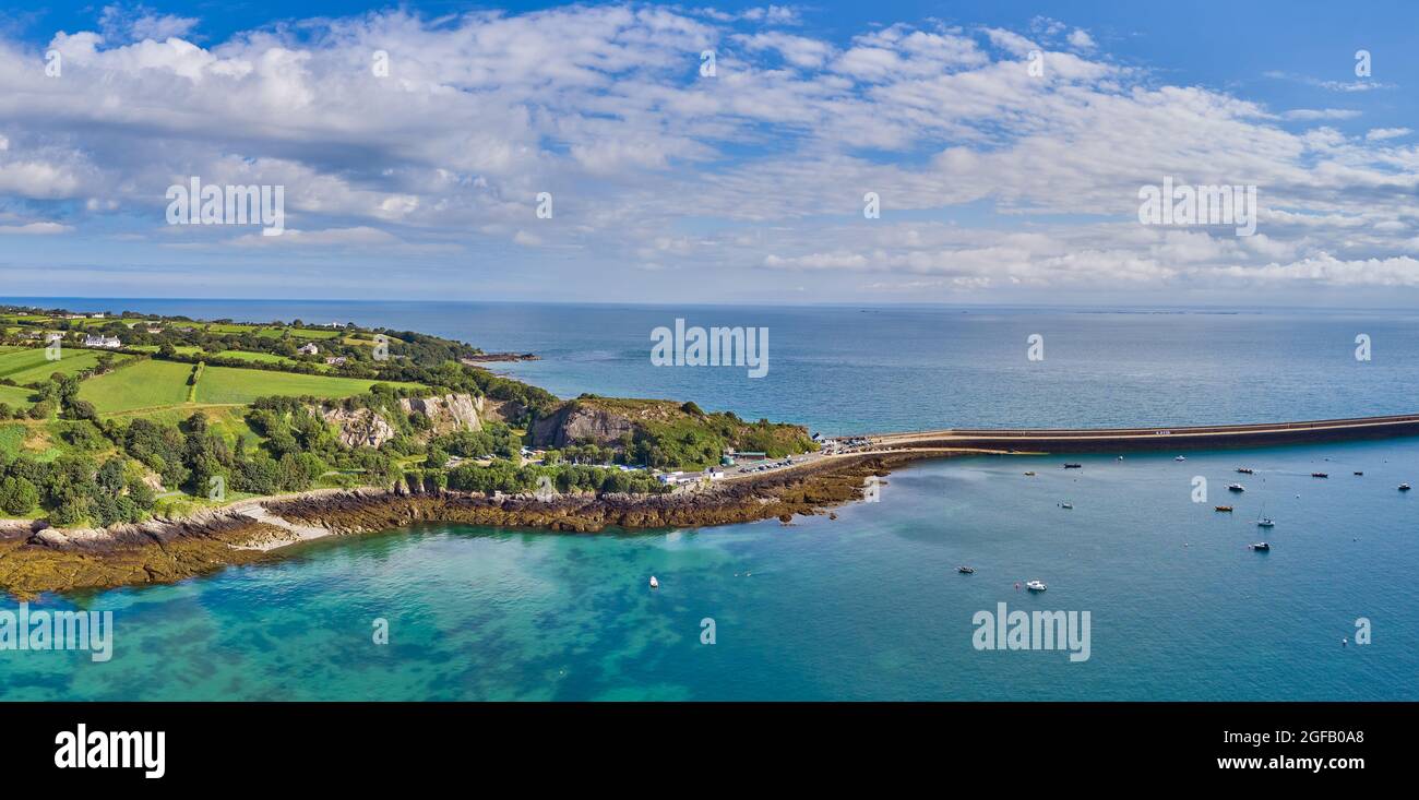 Vue panoramique sur le Breakwater de St Cahrerine, Jersey ci Banque D'Images