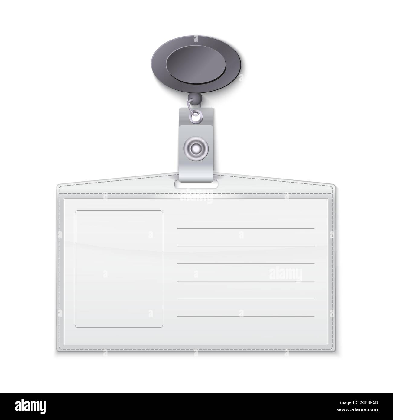 Porte-carte d'identité réaliste isolé sur blanc. Illustration de Vecteur