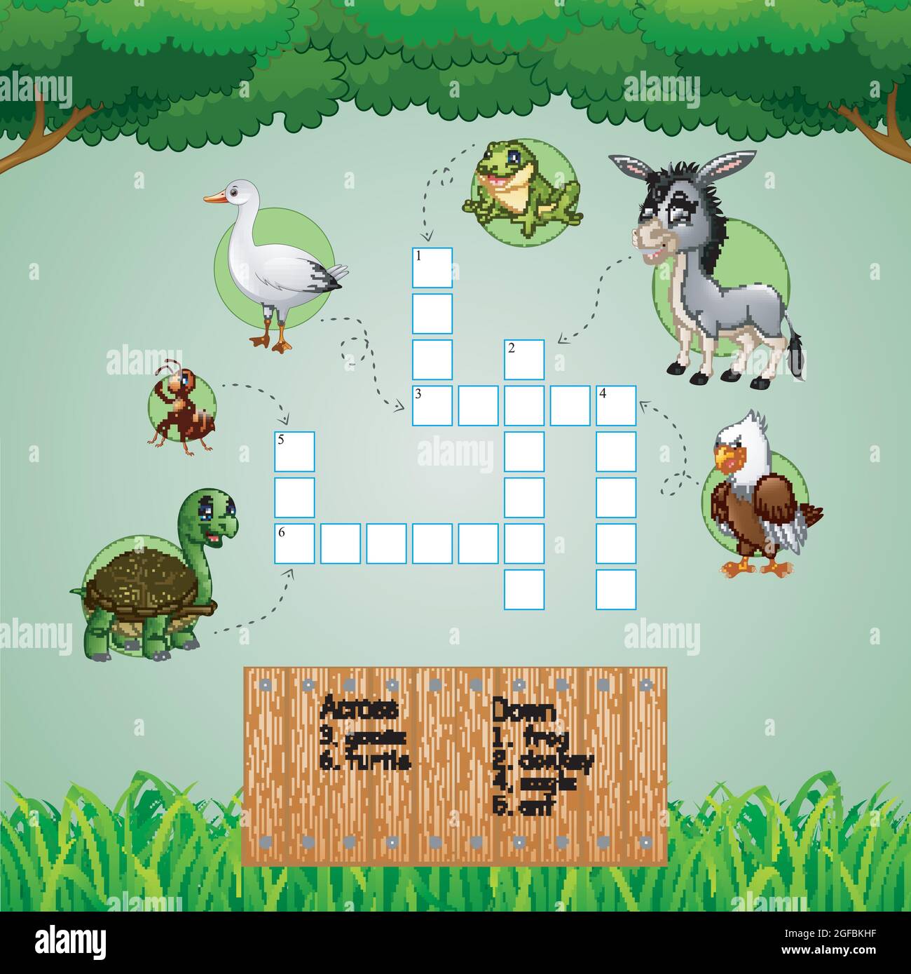 Casse-têtes de mots croisés pour les jeux pour enfants Illustration de Vecteur