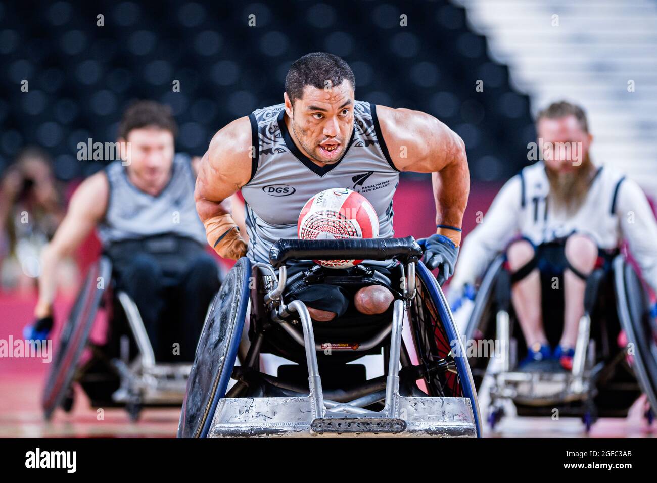 TOKYO, JAPON. 25 août 2021. Barney Koneferenishi (NZL) dans le basketball en fauteuil roulant pour hommes USA vs NZL lors des Jeux paralympiques de Tokyo de 2020 au stade national Yoyogi le mercredi 25 août 2021 à TOKYO, JAPON. Credit: Taka G Wu/Alay Live News Banque D'Images
