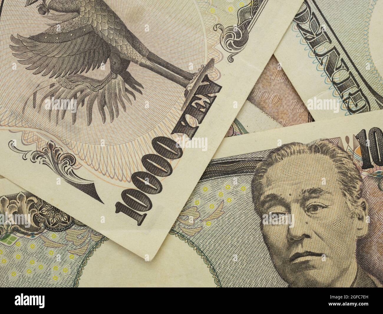 Gros plan sur le yen japonais. Banque D'Images