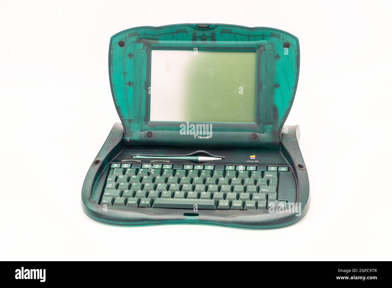 Apple eMate 300 plastique vert translucide PDA pour les écoliers produit en 1997 Banque D'Images