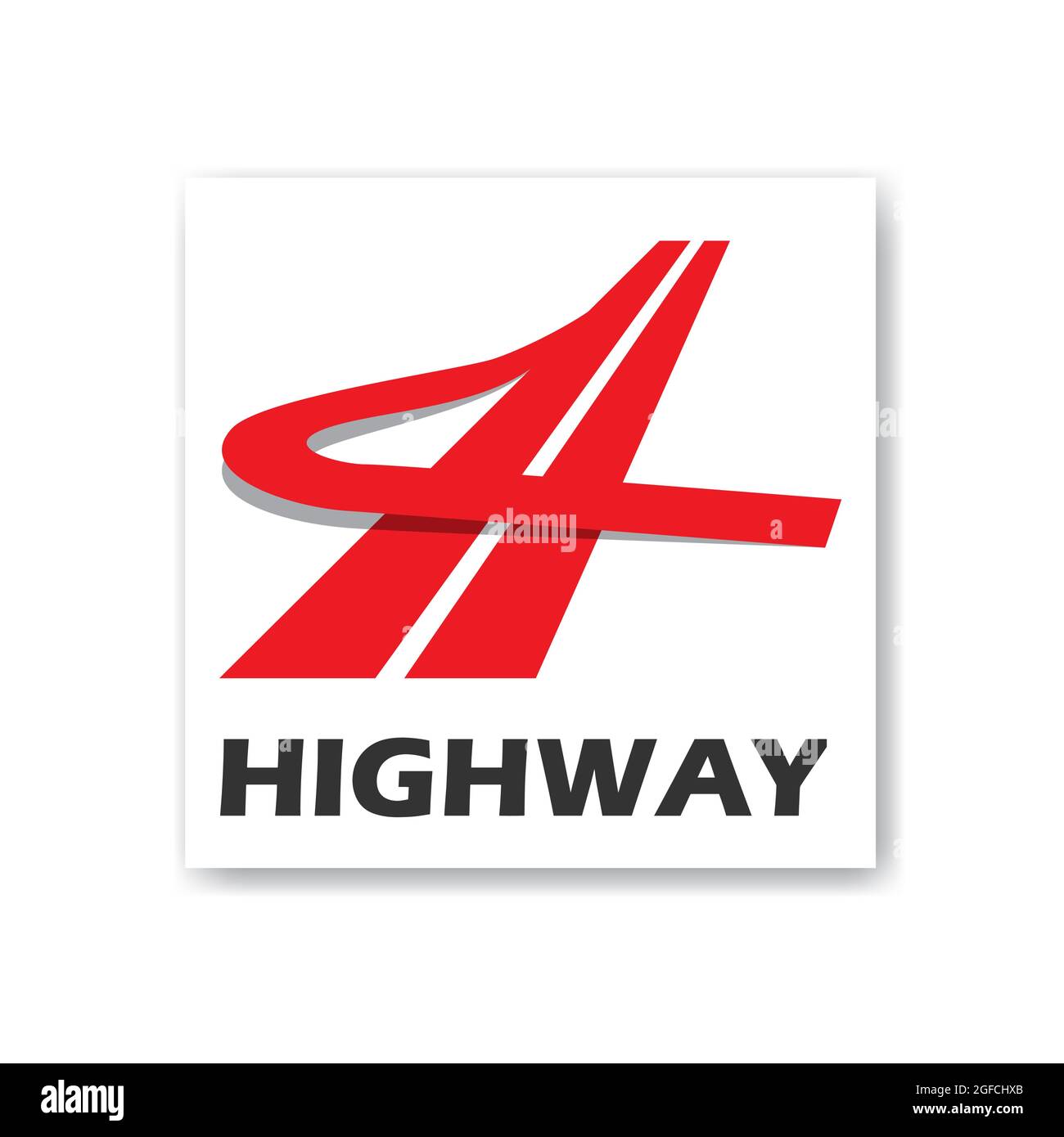 Sortie d'autoroute. Autoroute rouge avec pont. Logo vectoriel simple Illustration de Vecteur