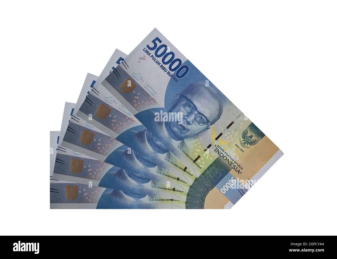 Image 3d du papaper d'argent indonésien de 100000 billets sur fond blanc Banque D'Images