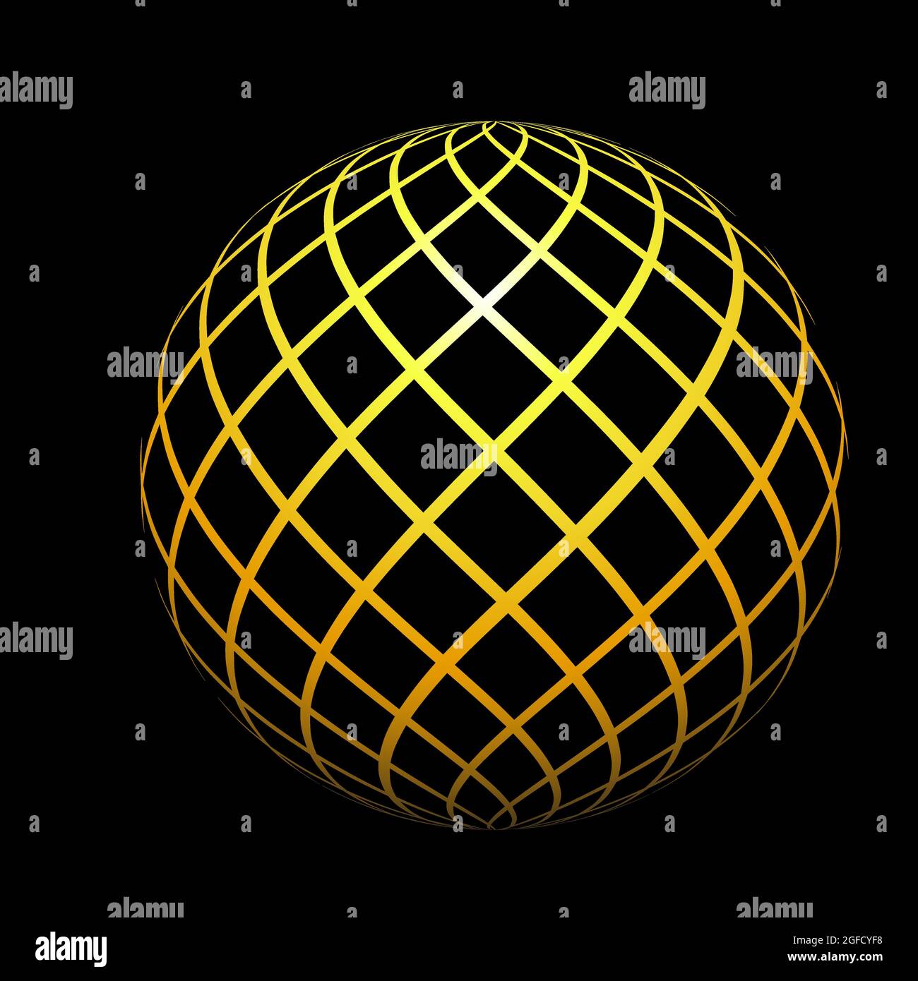 cercles géométriques, avec une couleur or sur un fond noir pour qu'il soit brillant, lignes lisses sur chaque courbe. Illustration de Vecteur