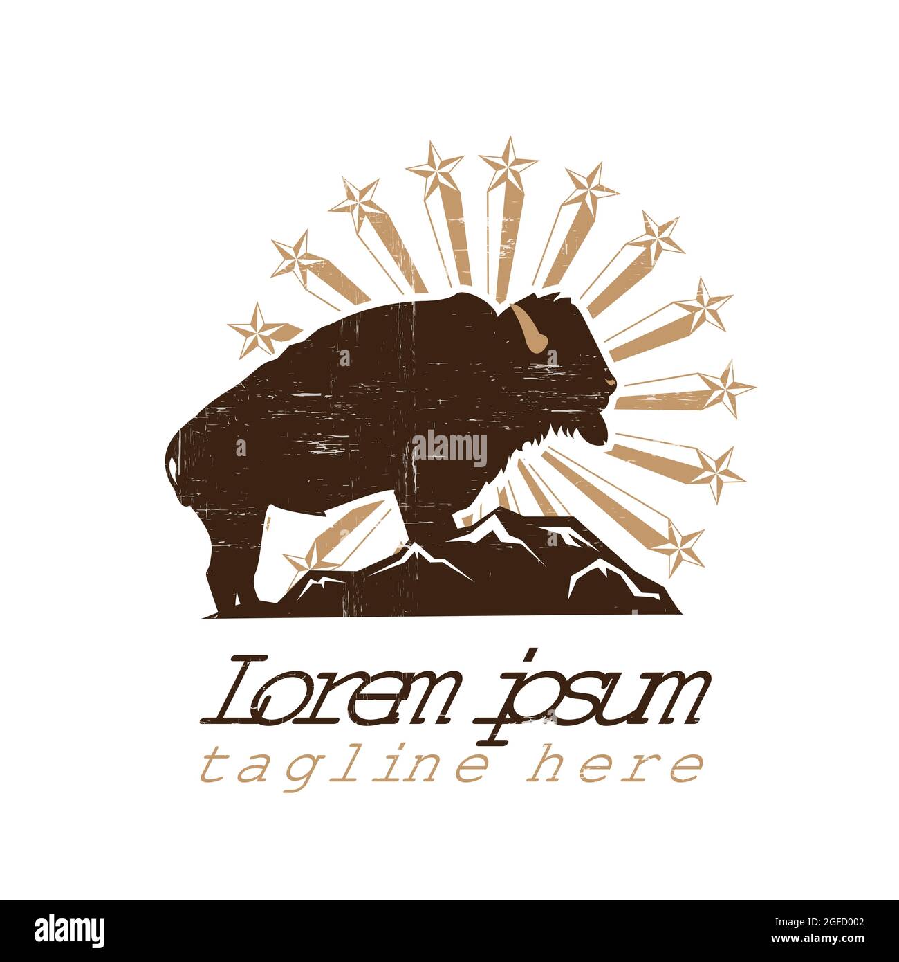 création puissante d'illustrations du logo vectoriel de bisons de taureau sauvages Illustration de Vecteur