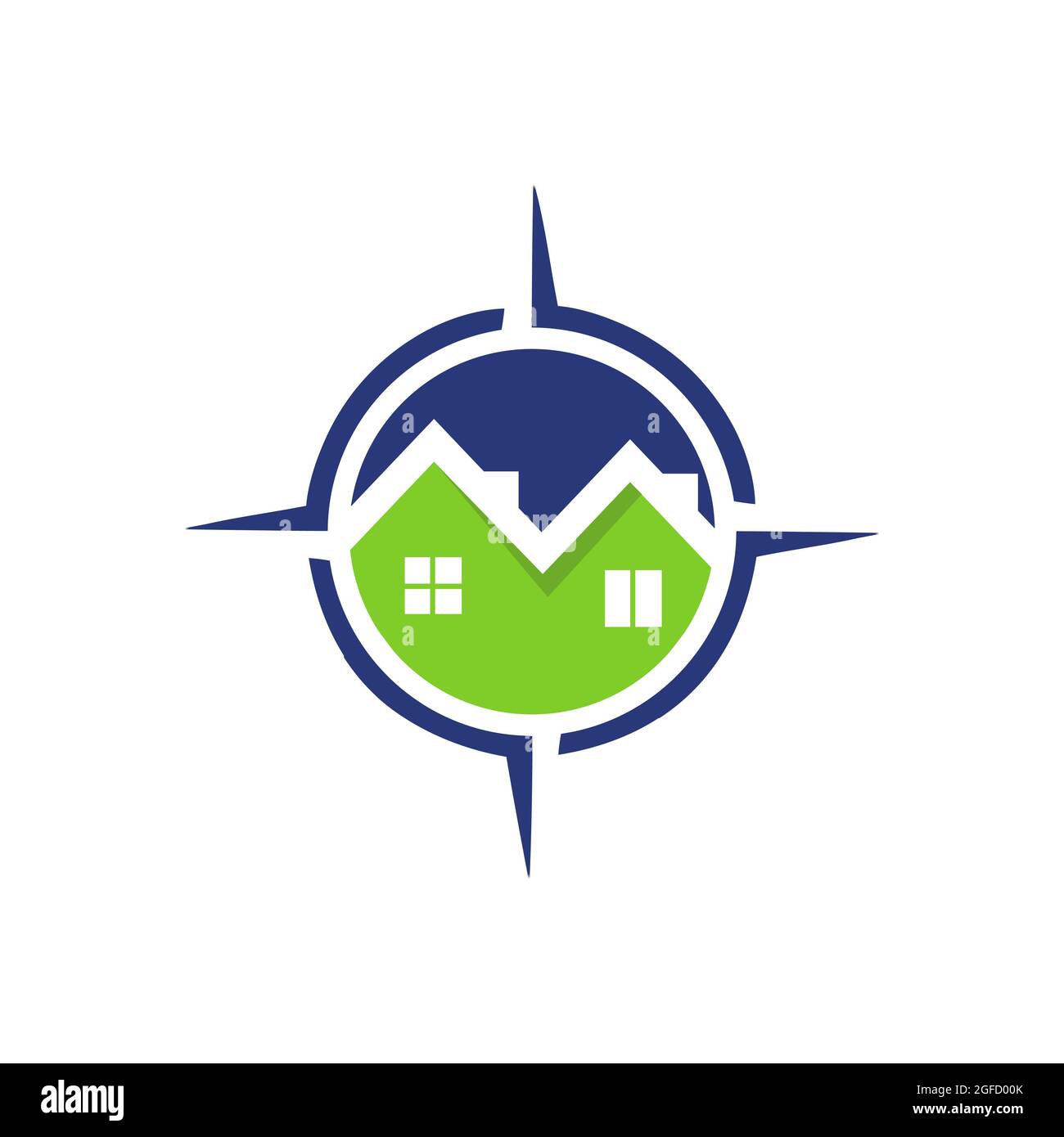 Logo Rechercher Accueil icône recherche Maison avec boussole symbole logo illustrations Design Illustration de Vecteur