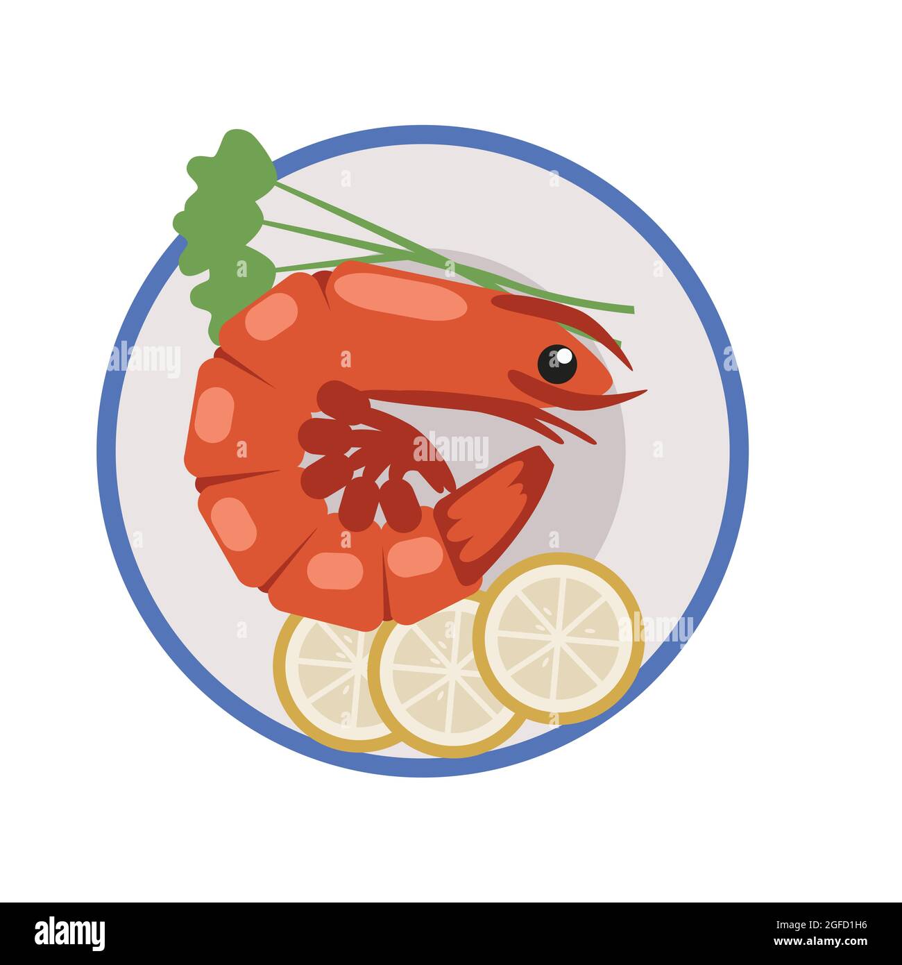 Illustration de la plaque de crevettes. Illustration de Vecteur